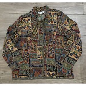 Vtg Two Twenty Tapestry Jacket Sz M Elephant